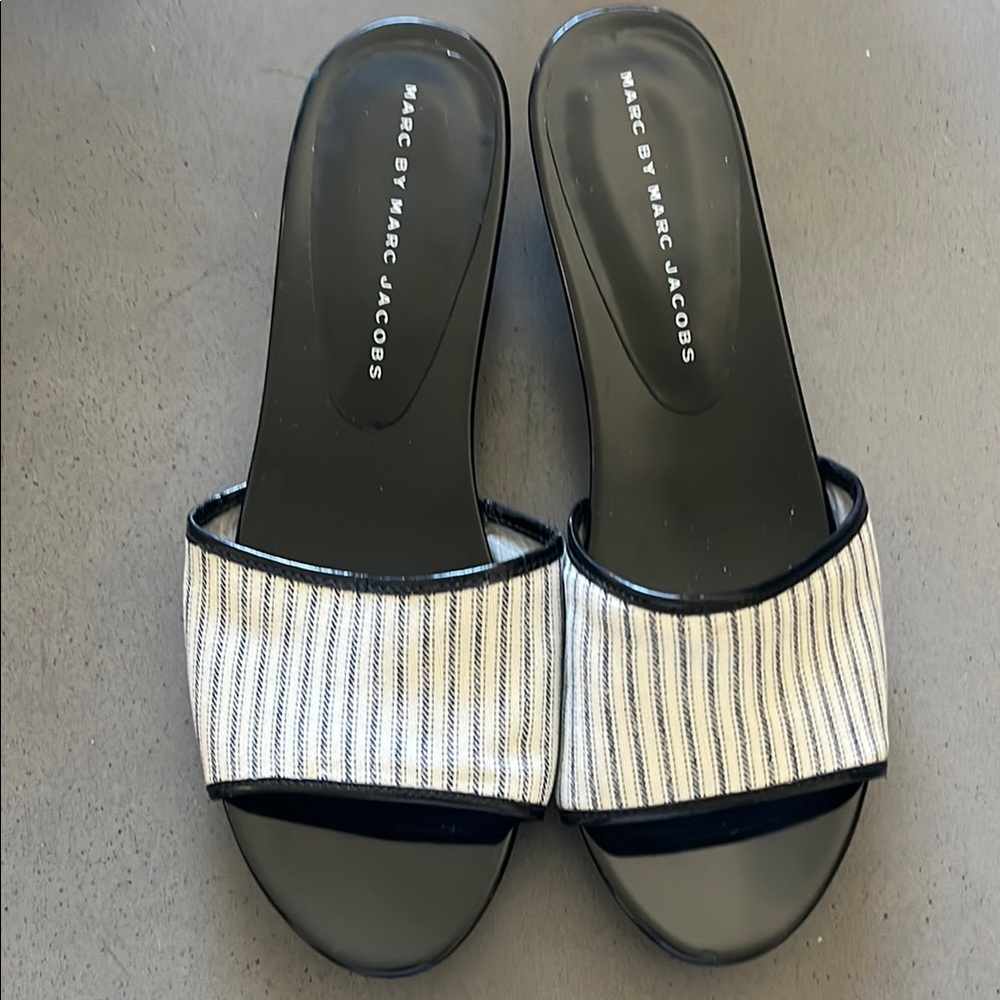 Marc Jacobs Black and White Women's Slide Sandals